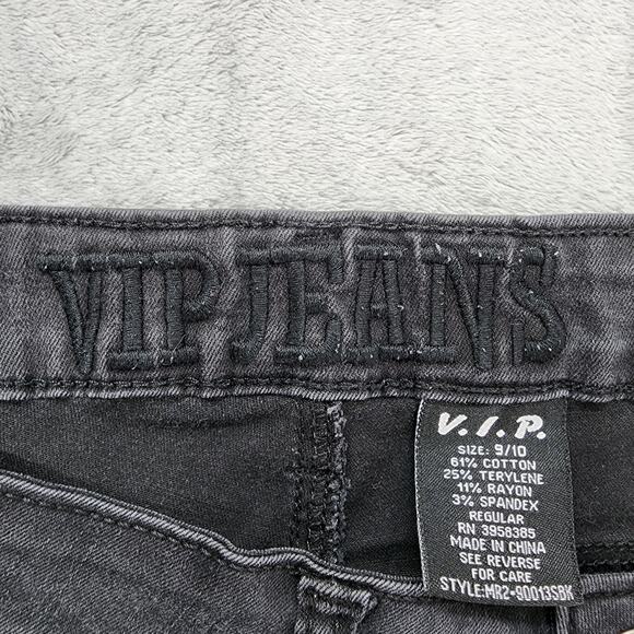 V.I.P. Jeans Women 9/10 Black Super Stretch Distressed Denim Skinny Ankle Casual - Picture 6 of 13